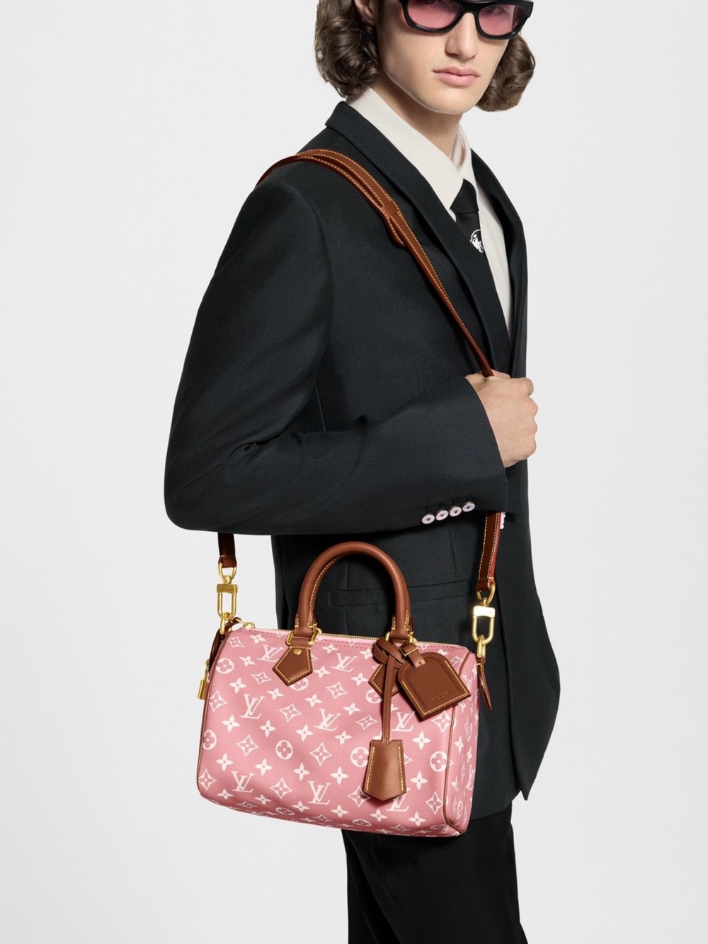 Louis Vuitton Candy Pink Monogram Speedy 20 Leather Satchel with Brown Trim NWT.